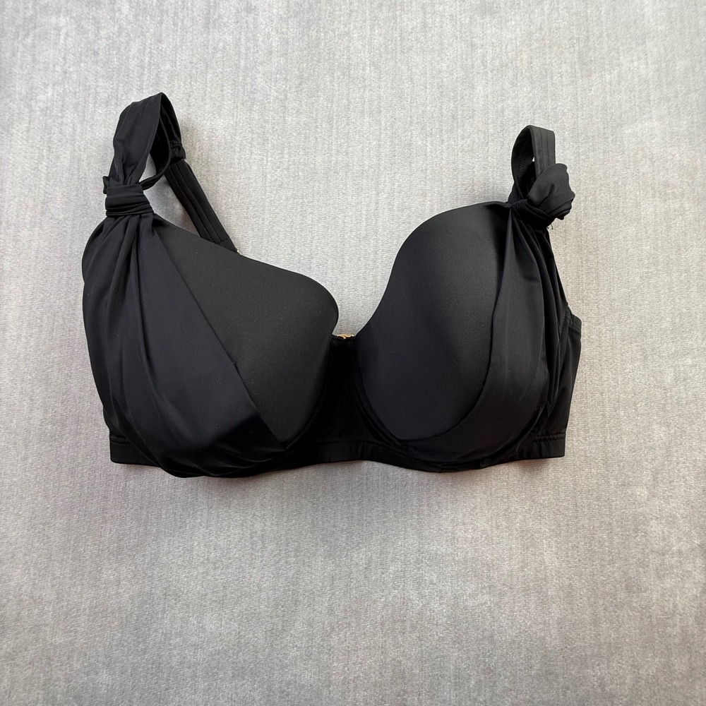Swimsuits For All Black Underwire Bikini‎ Top Knot Strap 38F 64-0080-8